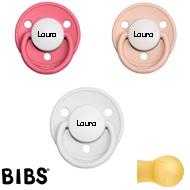 Bibs de LUX Schnuller mit Namen, Rund, Latex, Gr. 1, (Blush+White+Coral -HK), 3'er Pack